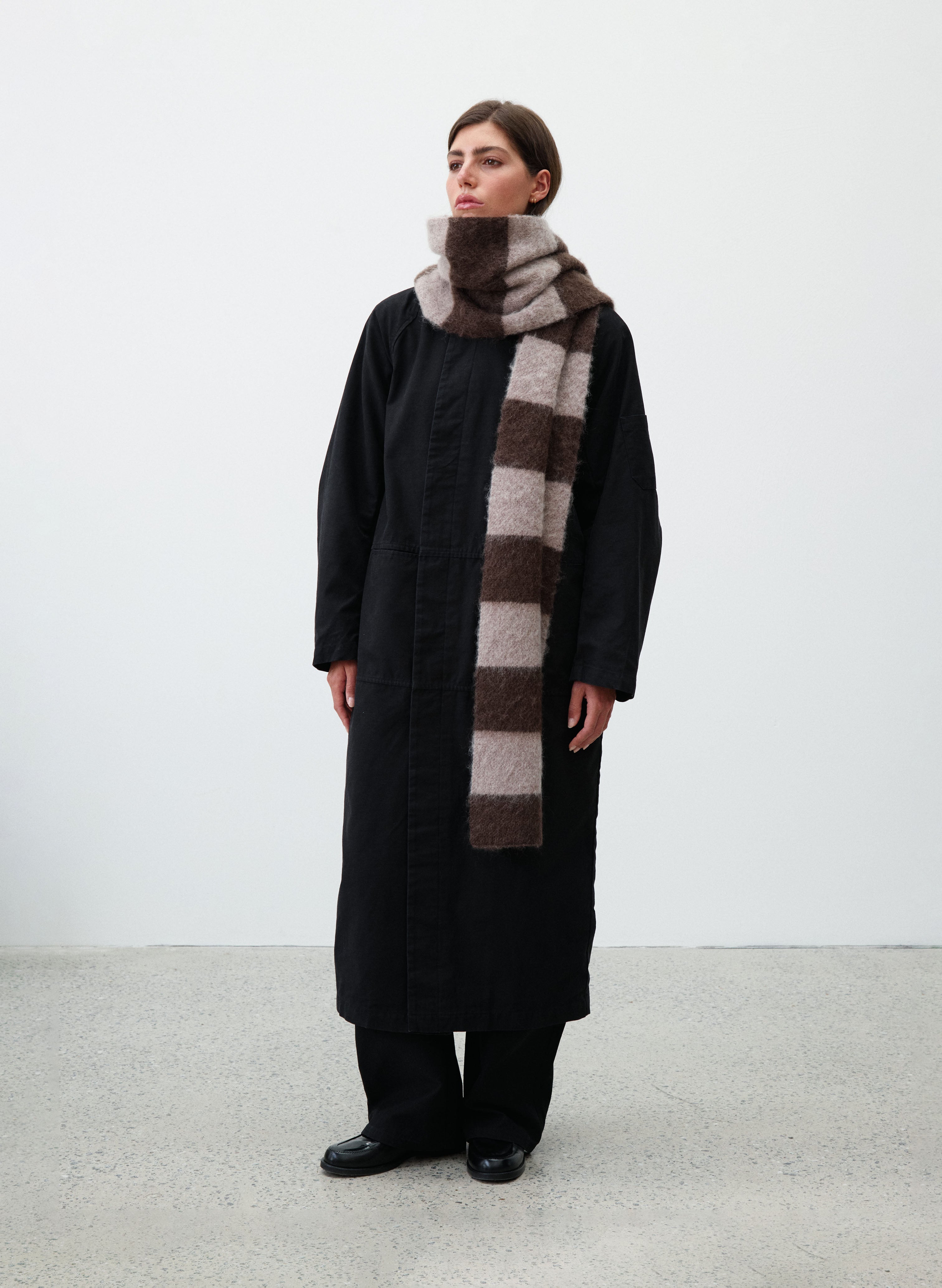 Wool Mohair Striped Scarf - Mocha – Observe