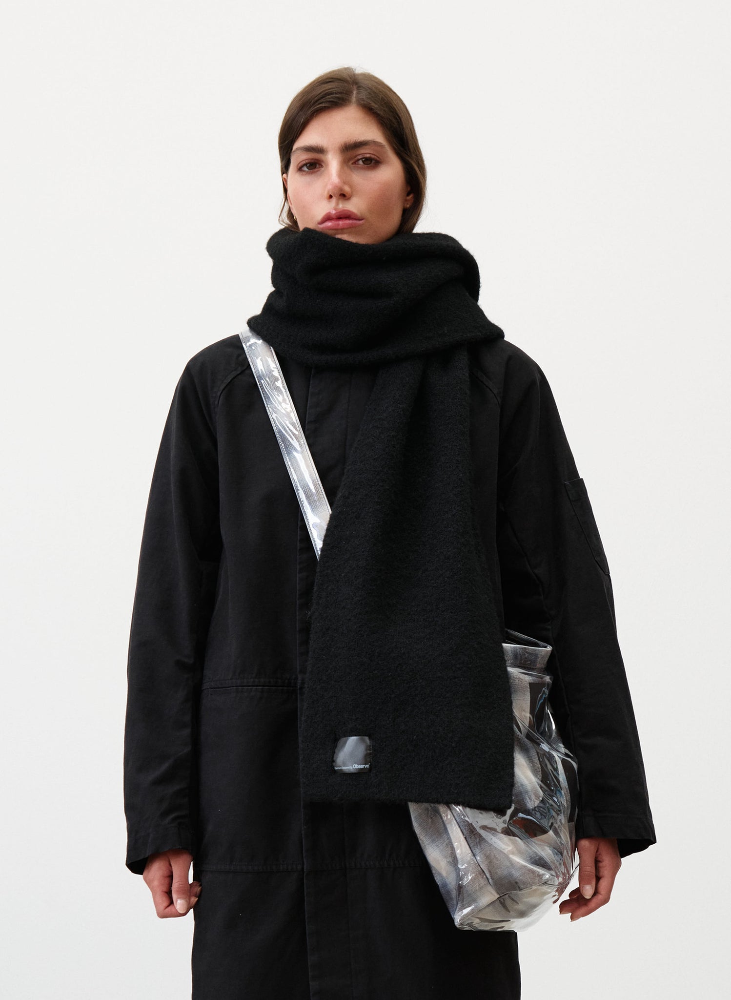 Wool Label Scarf - Black