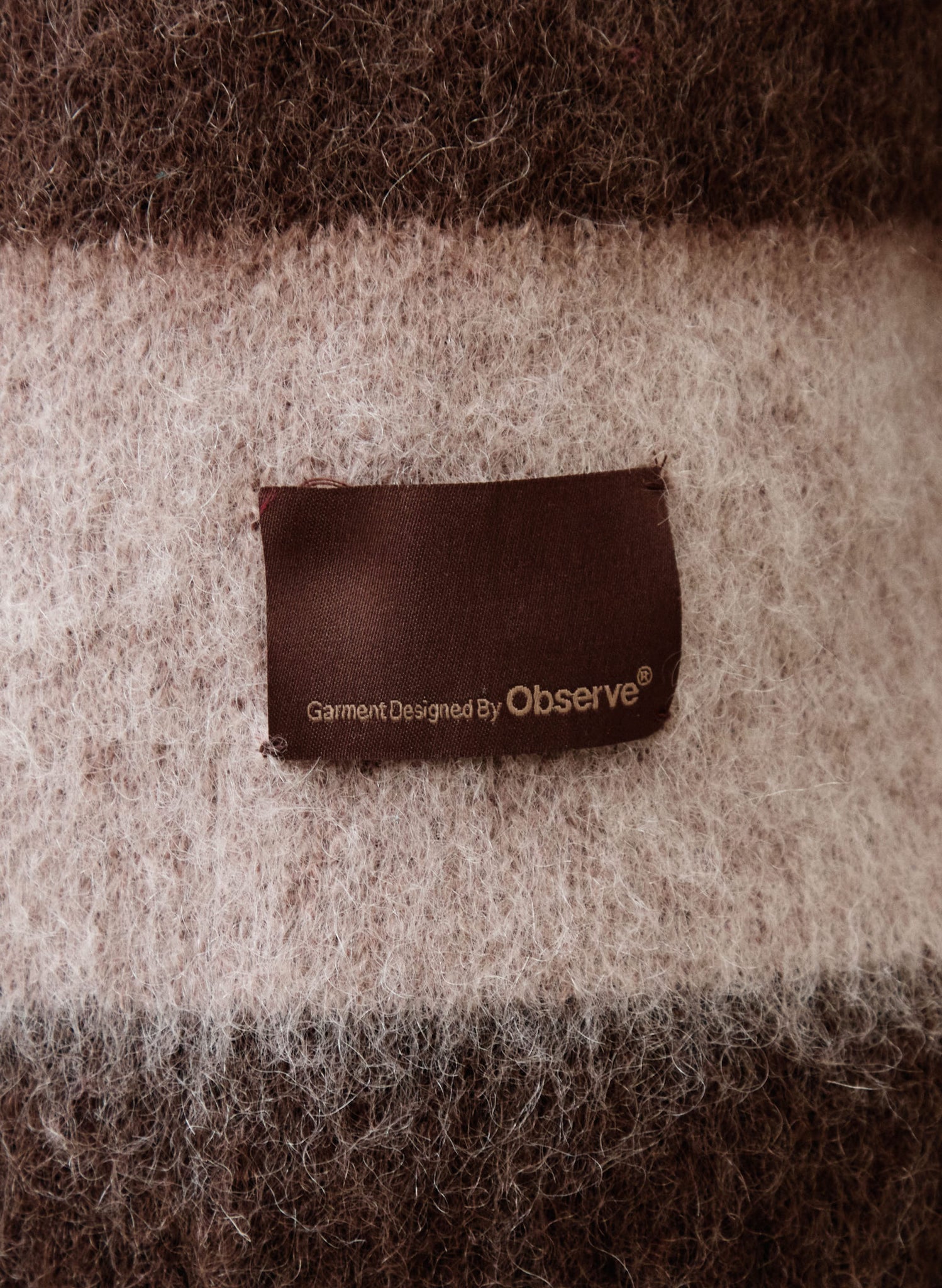 Wool Mohair Striped Knit Sweater - Mocha