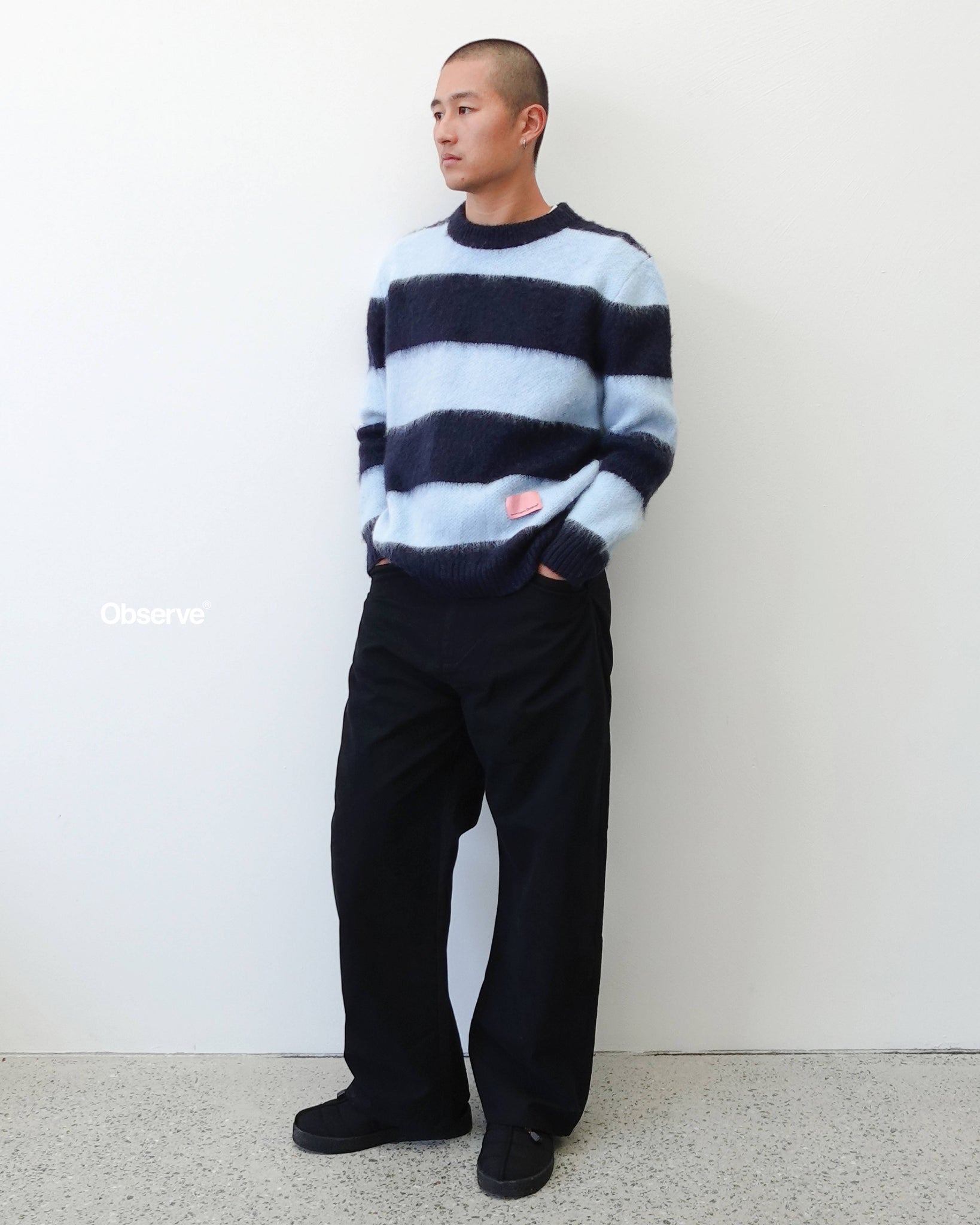 Wool/Mohair Striped Knit - Sky