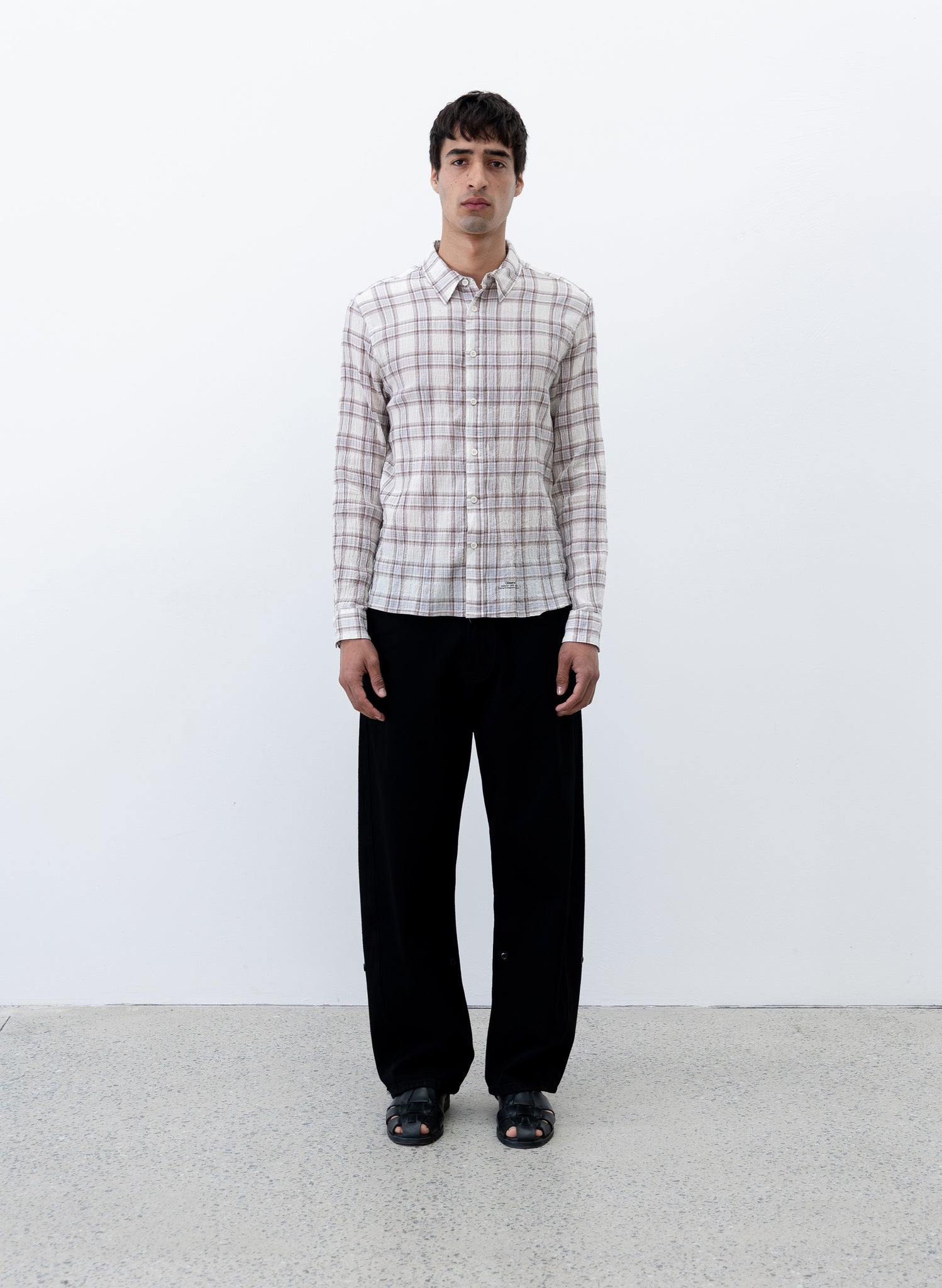 Seersucker Plaid Shirt - Brown Blue