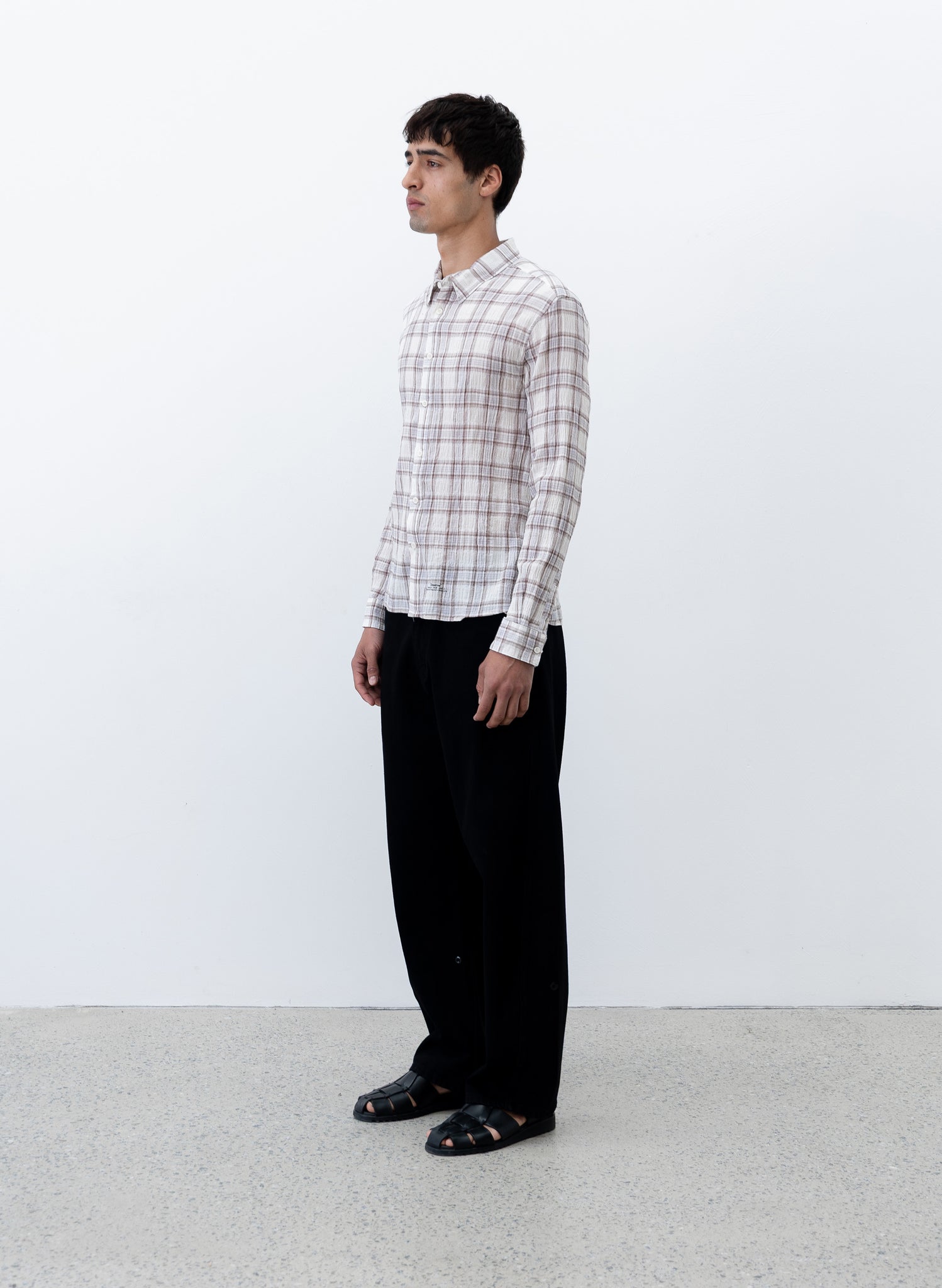 Seersucker Plaid Shirt - Brown Blue